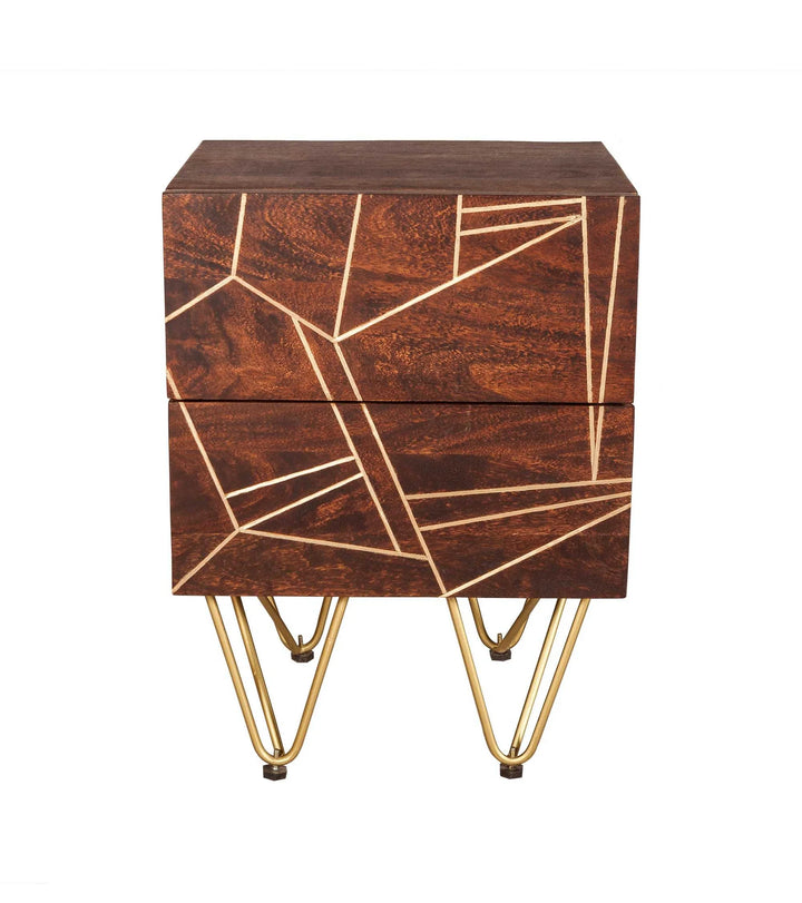 2 Drawer Side Table Dark Gold