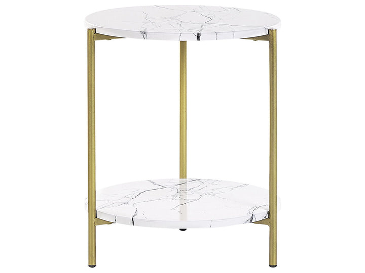 Marble Effect Side Table White with Gold Reva