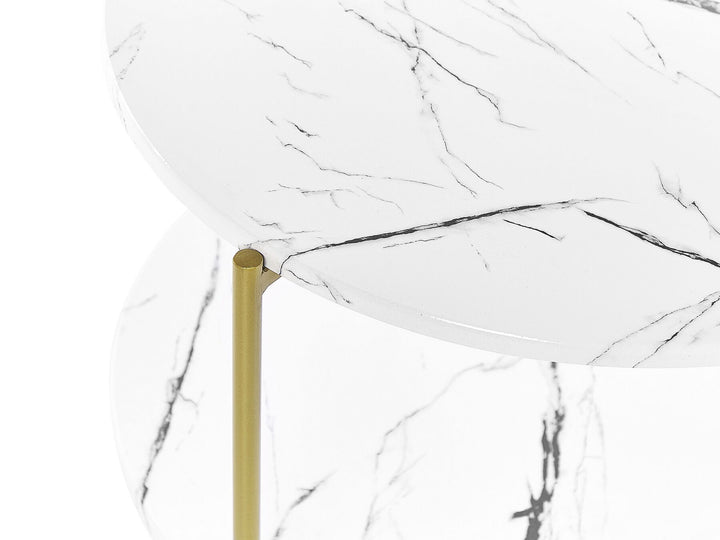 Marble Effect Side Table White with Gold Reva