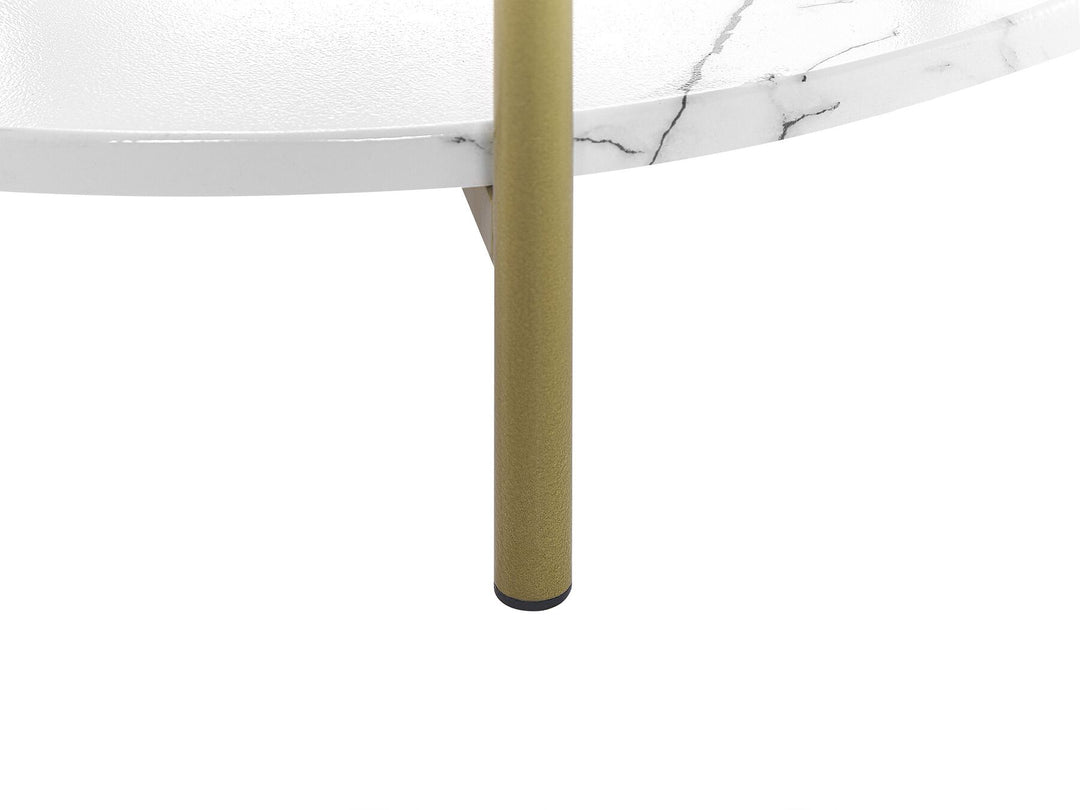 Marble Effect Side Table White with Gold Reva