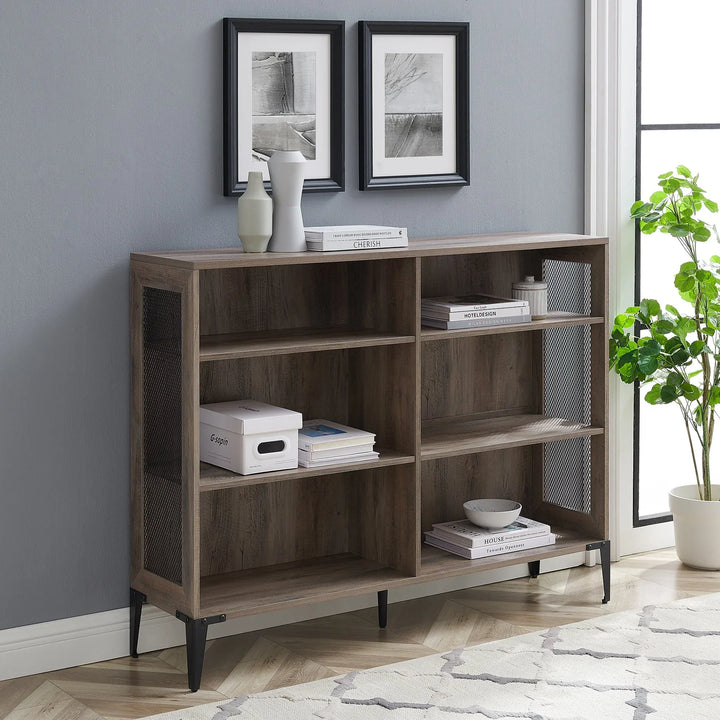 Mesh Bookshelf 132 cm Grey Wash Featherstone