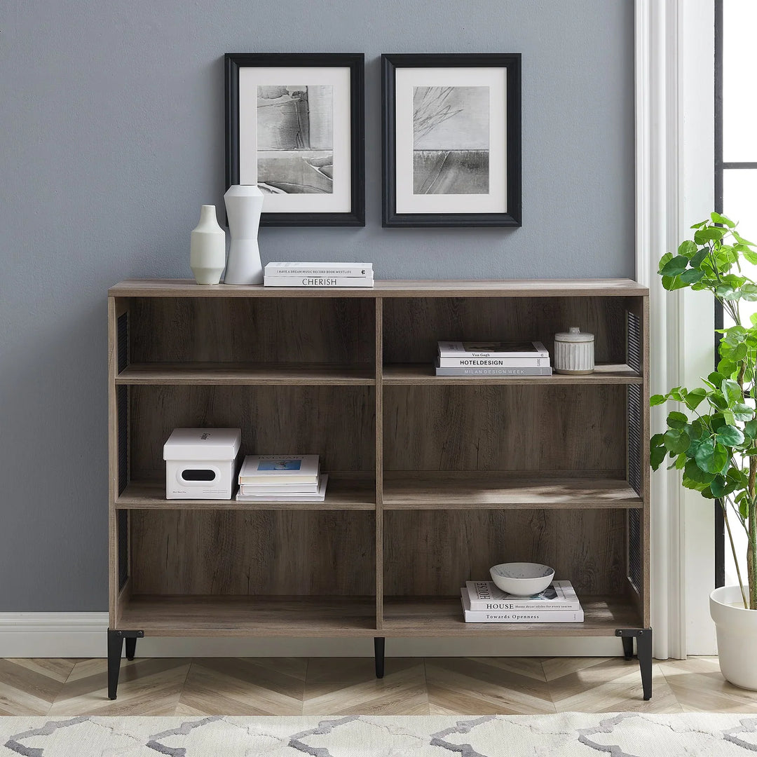 Mesh Bookshelf 132 cm Grey Wash Featherstone