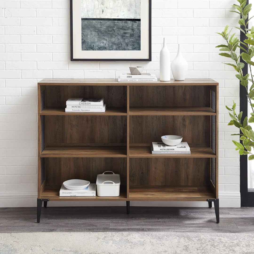 Mesh Bookshelf 132 cm Rustic Oak Featherstone