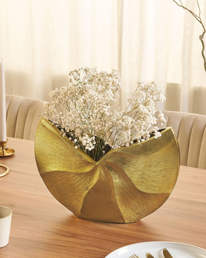 Metal Flower Vase 26 cm Gold Hattusa