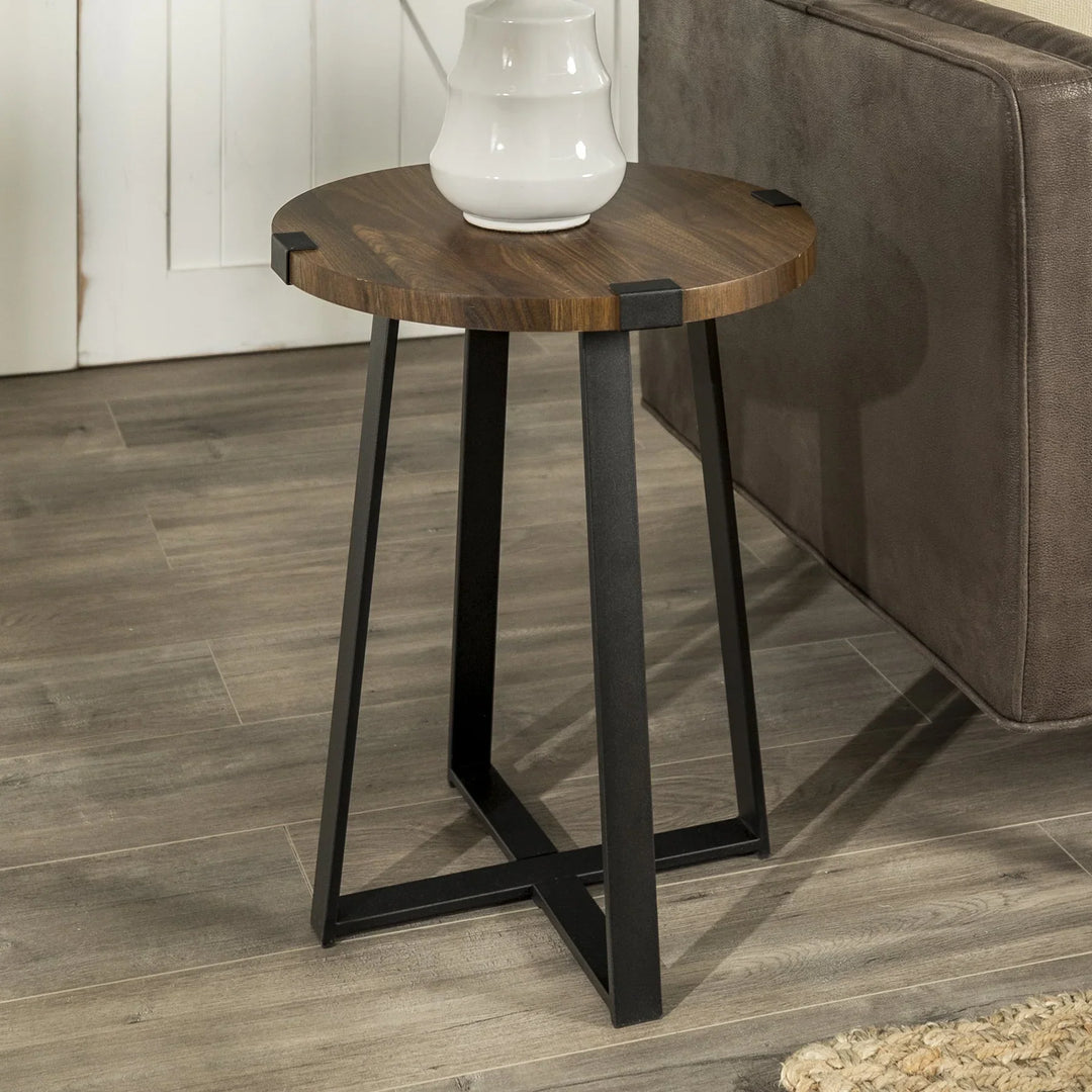 Metal Wrap 46 cm Side Table Dark Walnut Deckland