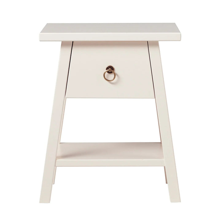 Modern 1 Drawer Bedside Table Ivory White Adriana