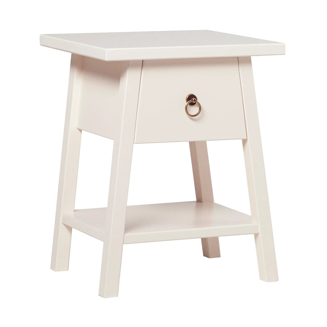 Modern 1 Drawer Bedside Table Ivory White Adriana