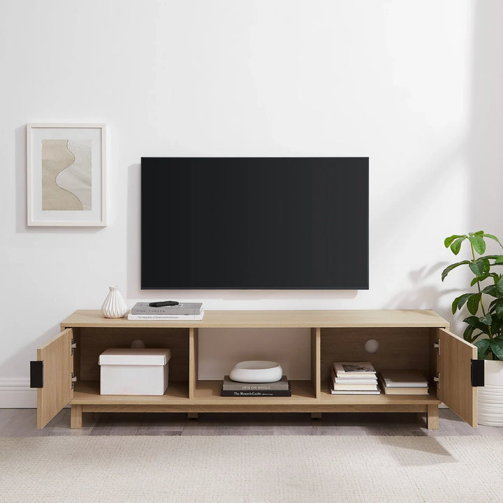 Modern 2 Door TV Stand Coastal Oak Floman