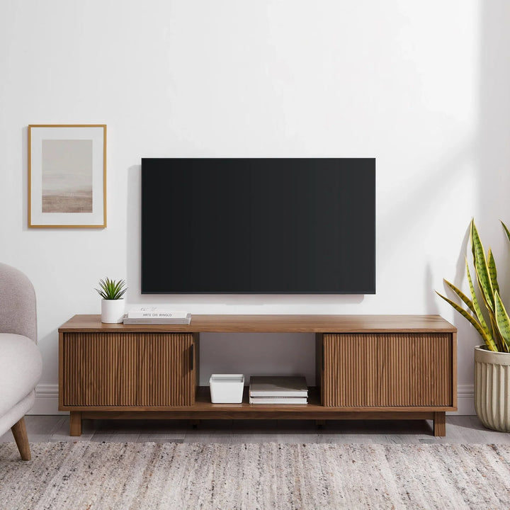 Modern 2 Door TV Stand Mocha Floman