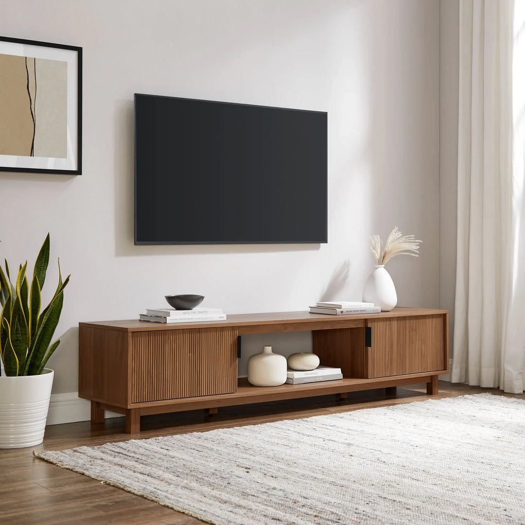 Modern 2 Door TV Stand Mocha Floman