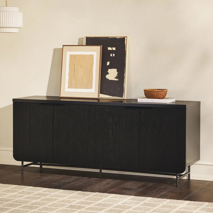 Modern 4 Door Sideboard Black Floman