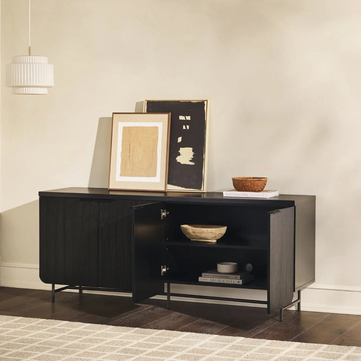 Modern 4 Door Sideboard Black Floman