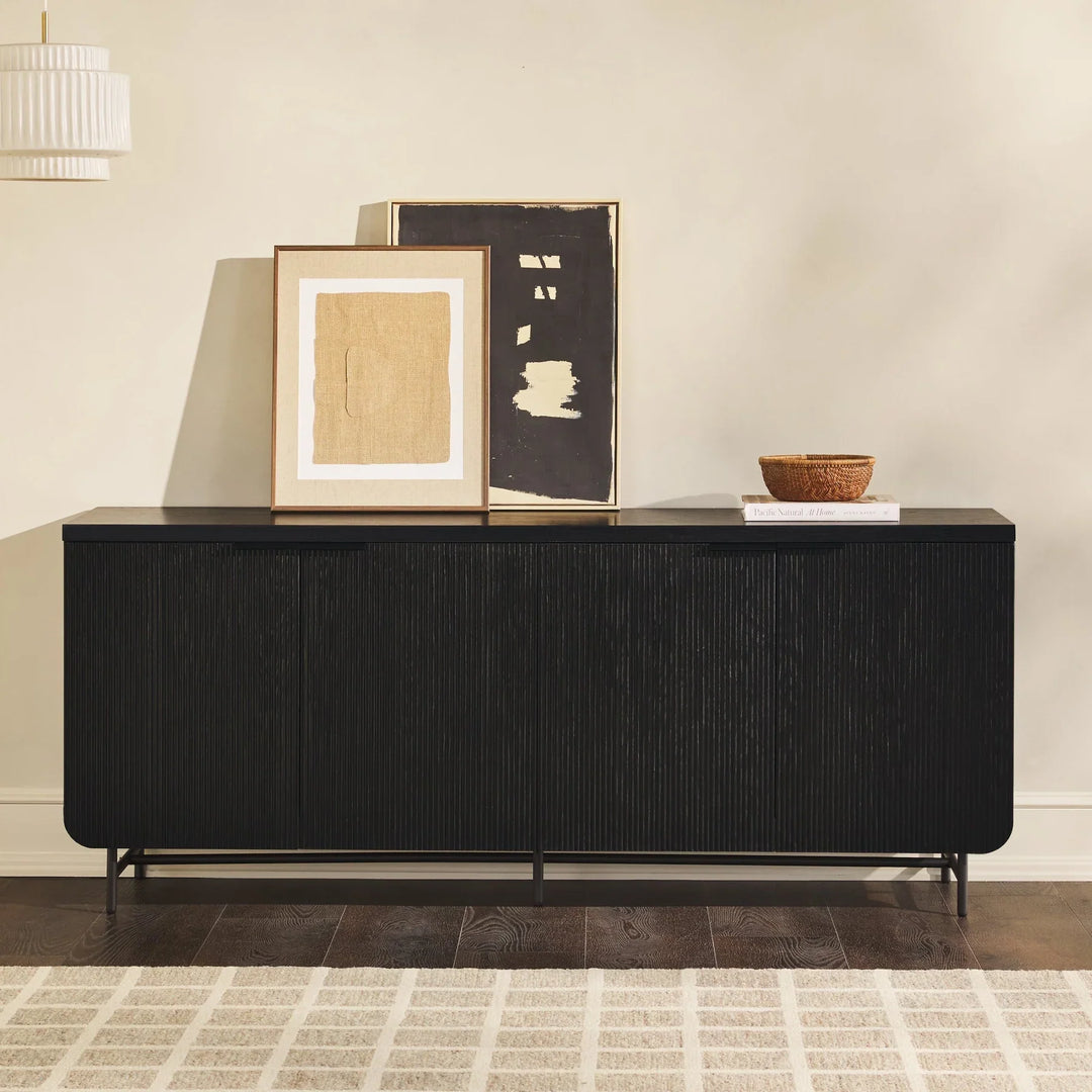 Modern 4 Door Sideboard Black Floman