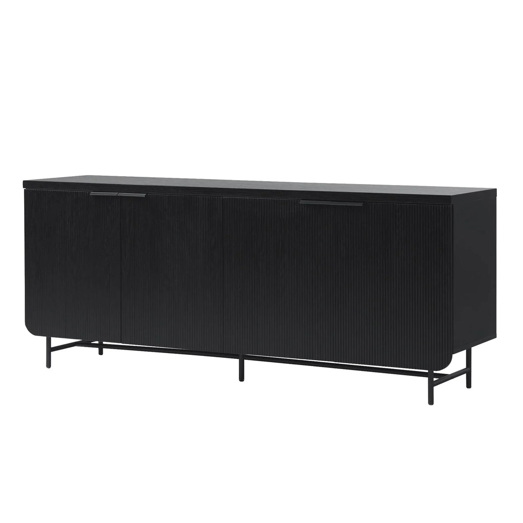 Modern 4 Door Sideboard Black Floman