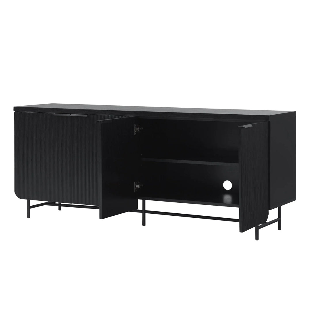 Modern 4 Door Sideboard Black Floman