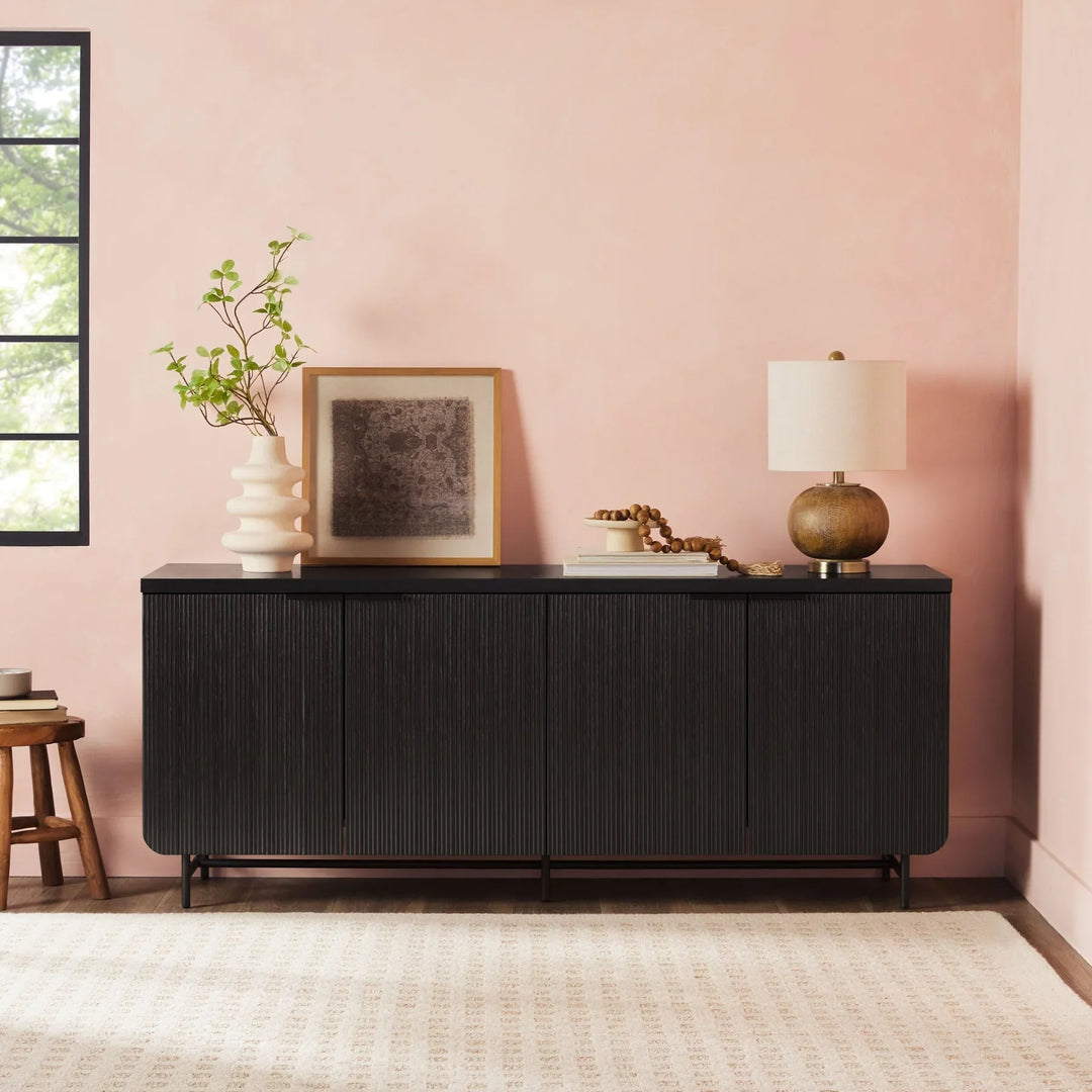 Modern 4 Door Sideboard Black Floman