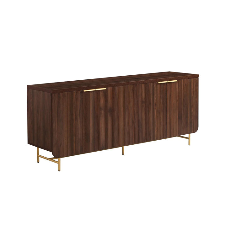 Modern 4 Door Sideboard Dark Walnut Floman