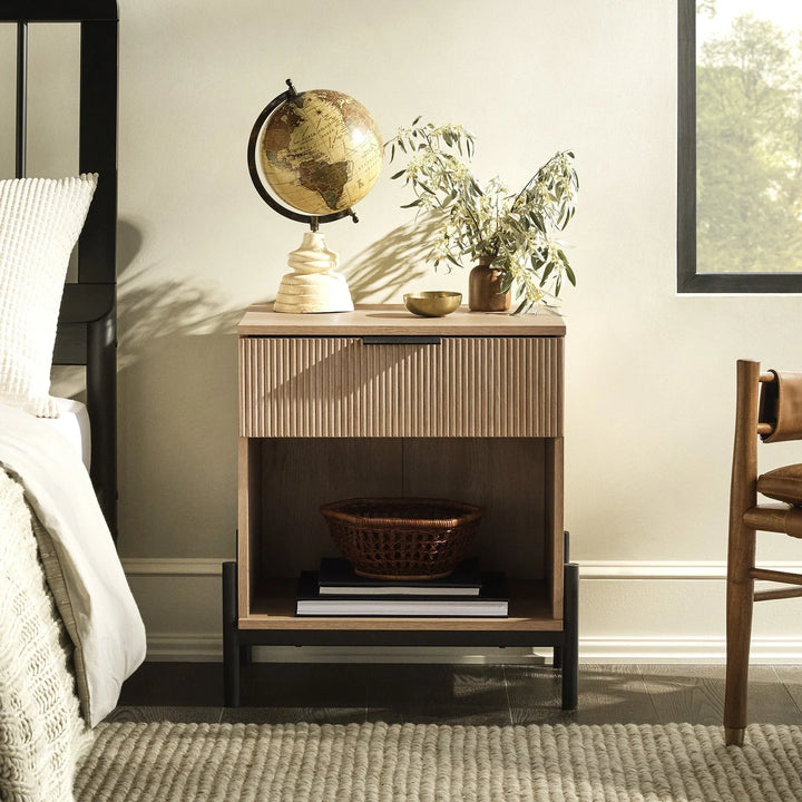 Modern Bedside Table Coastal Oak Floman