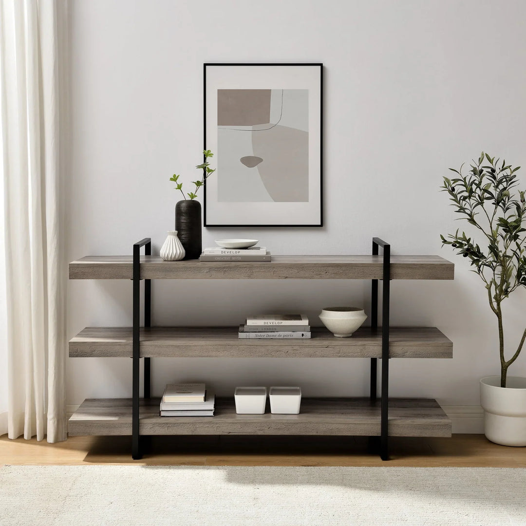 Modern Industrial Bookshelf Grey Barbara