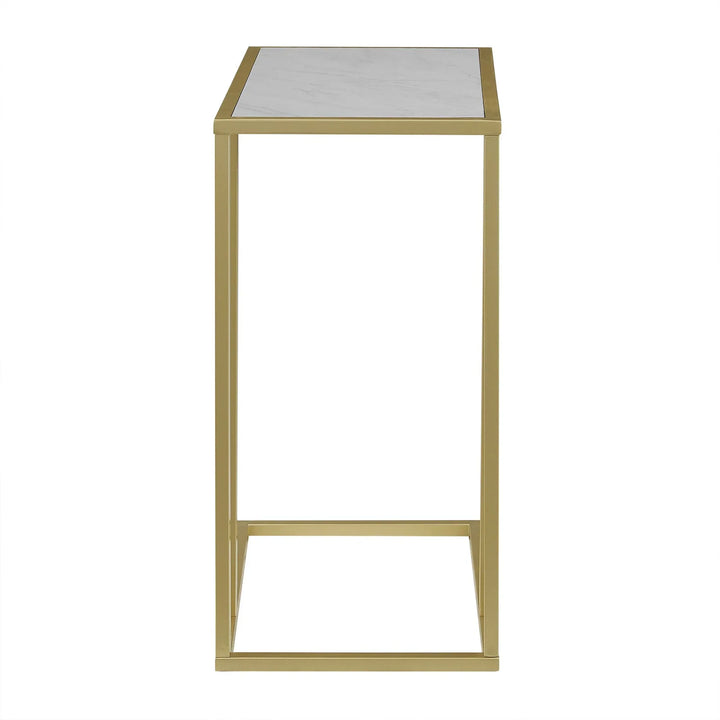 Modern Side Table Faux White Marble Jackqueline