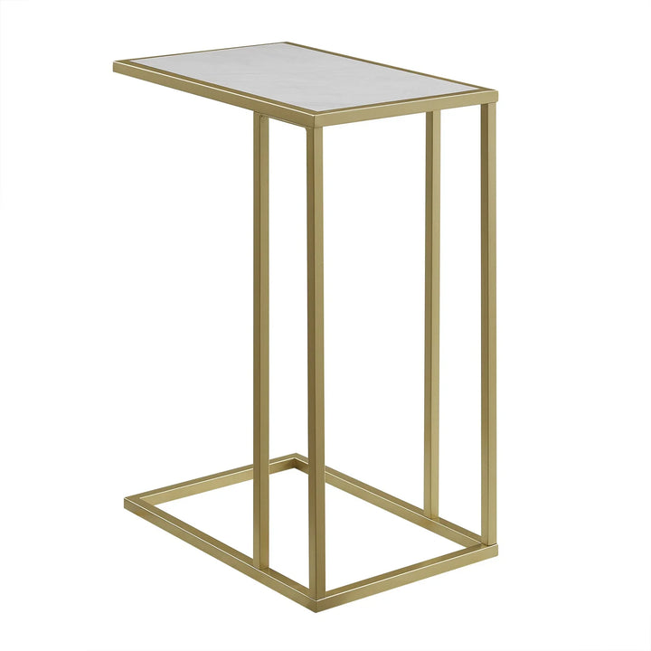 Modern Side Table Faux White Marble Jackqueline