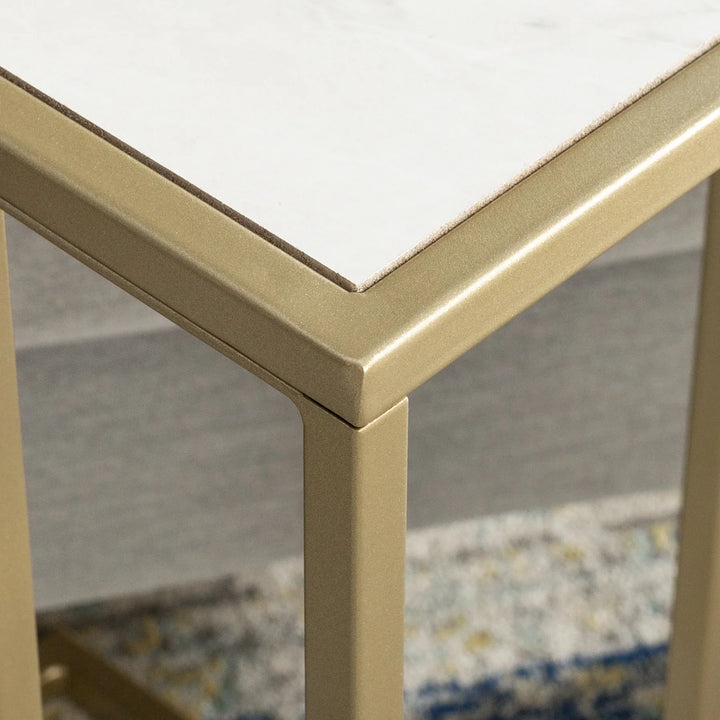 Modern Side Table Faux White Marble Jackqueline