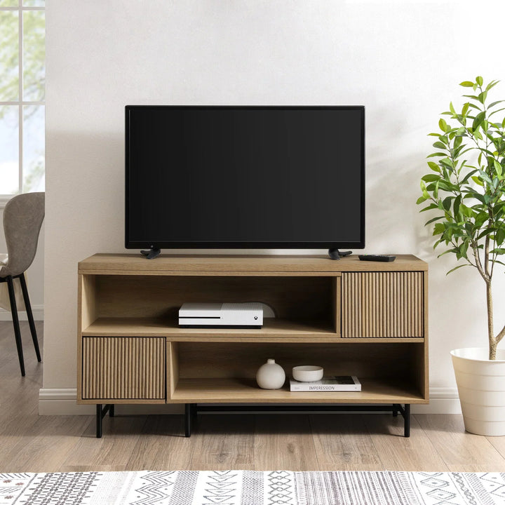 Modern TV Stand Coastal Oak Floman