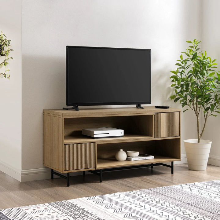 Modern TV Stand Coastal Oak Floman