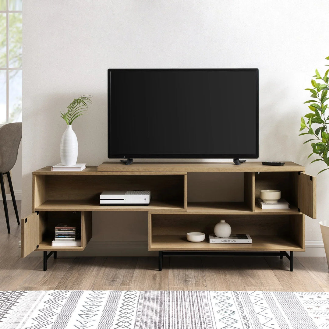 Modern TV Stand Coastal Oak Floman