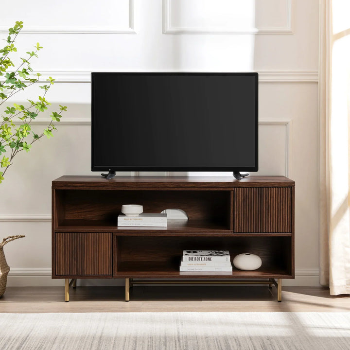 Modern TV Stand Dark Walnut Floman