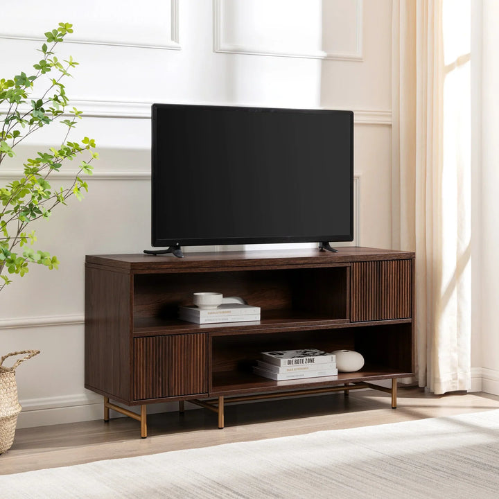 Modern TV Stand Dark Walnut Floman