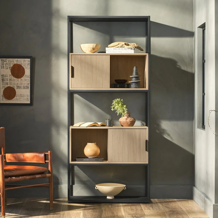 Modern Tall Bookshelf with Storage Dolores