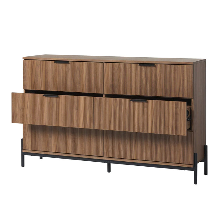 Modern Scandinavian Reeded Drawer Chest Mocha Floman