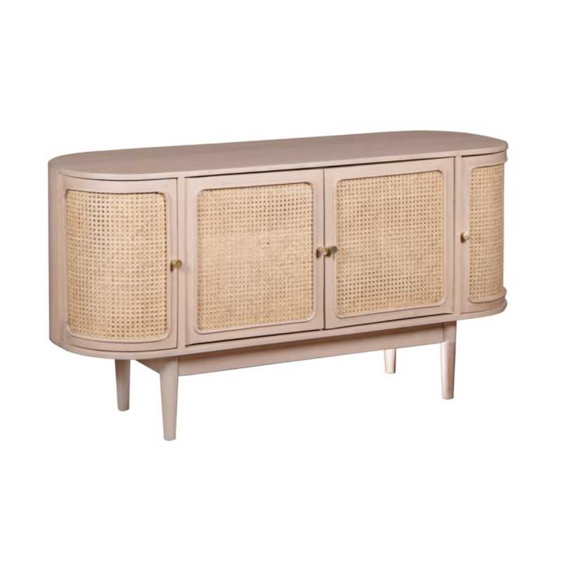 Valencia Cane & Mango Wood 4 Doors Sideboard