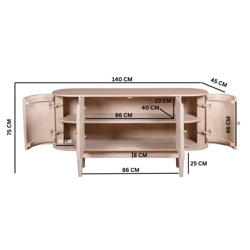 Valencia Cane & Mango Wood 4 Doors Sideboard