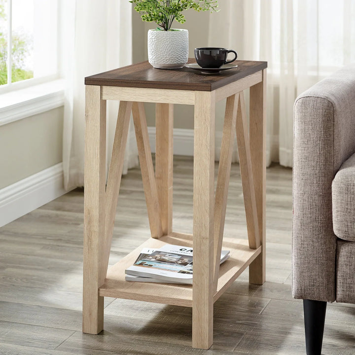 Narrow Side Table Dark Walnut/White Oak Adnand