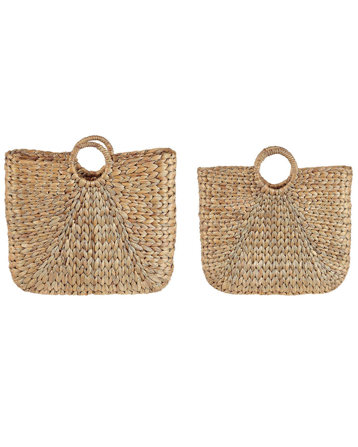 Set of 2 Water Hyacinth Baskets Natural Pompano