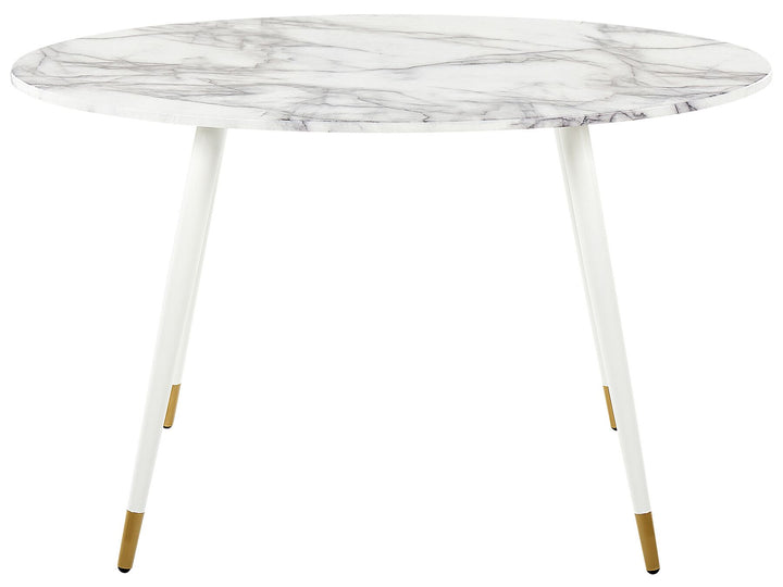 Oval Dining Table 120 x 70 cm Marble Effect and White Joey