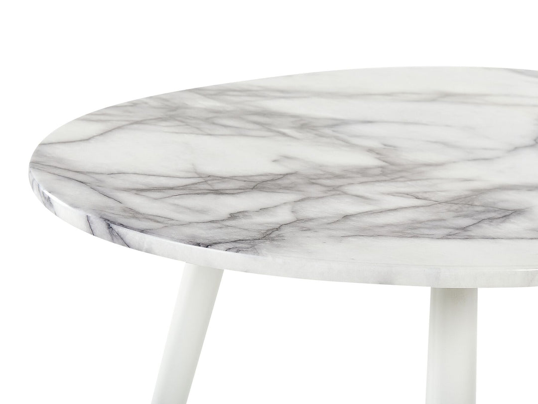 Oval Dining Table 120 x 70 cm Marble Effect and White Joey