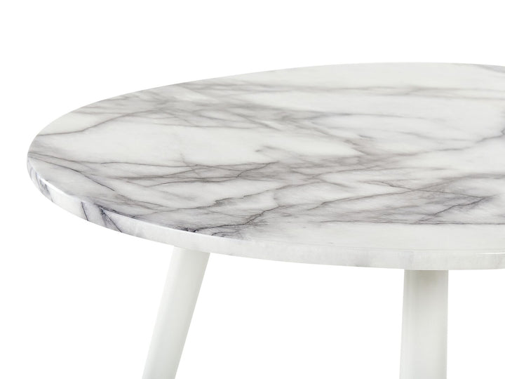 Oval Dining Table 120 x 70 cm Marble Effect and White Joey