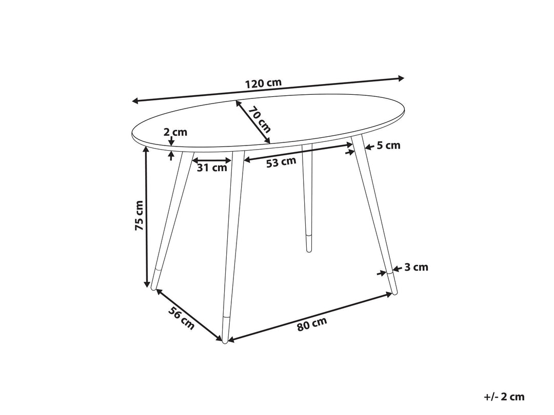 Oval Dining Table 120 x 70 cm Marble Effect and White Joey