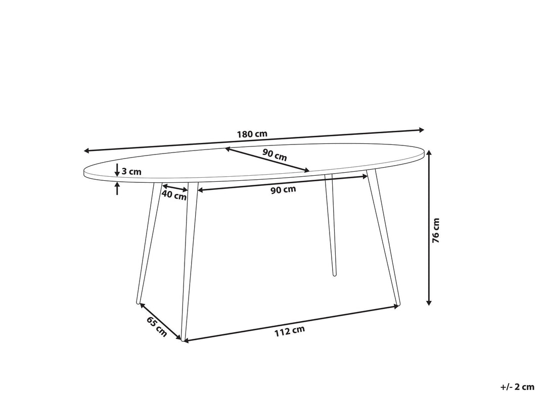 Oval Dining Table 180 x 90 cm Dark Wood with Black Ottawa