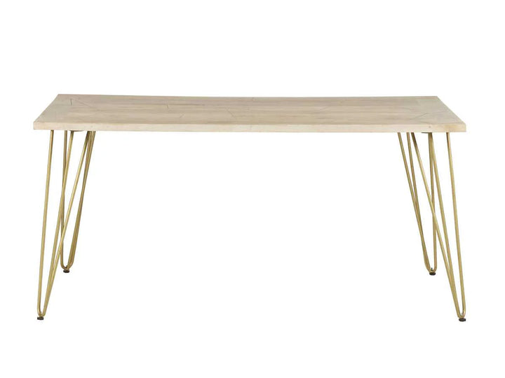 Light Wood Gold Rectangular Dining Table 160cm x 85cm