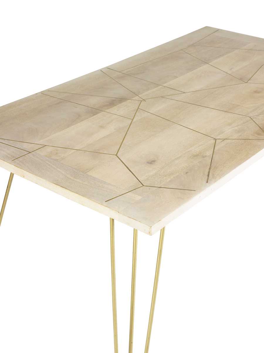 Light Wood Gold Rectangular Dining Table 160cm x 85cm