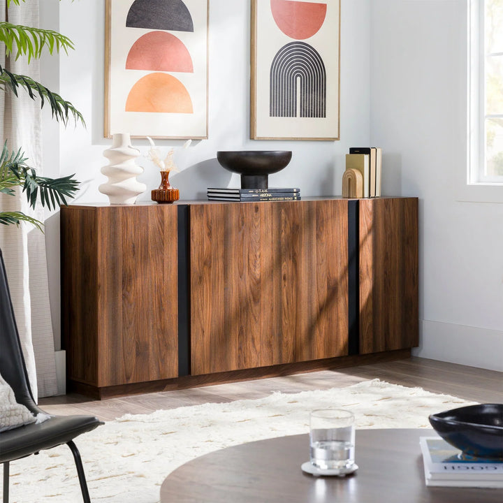 4 Door Modern Sideboard Dark Walnut Arthur