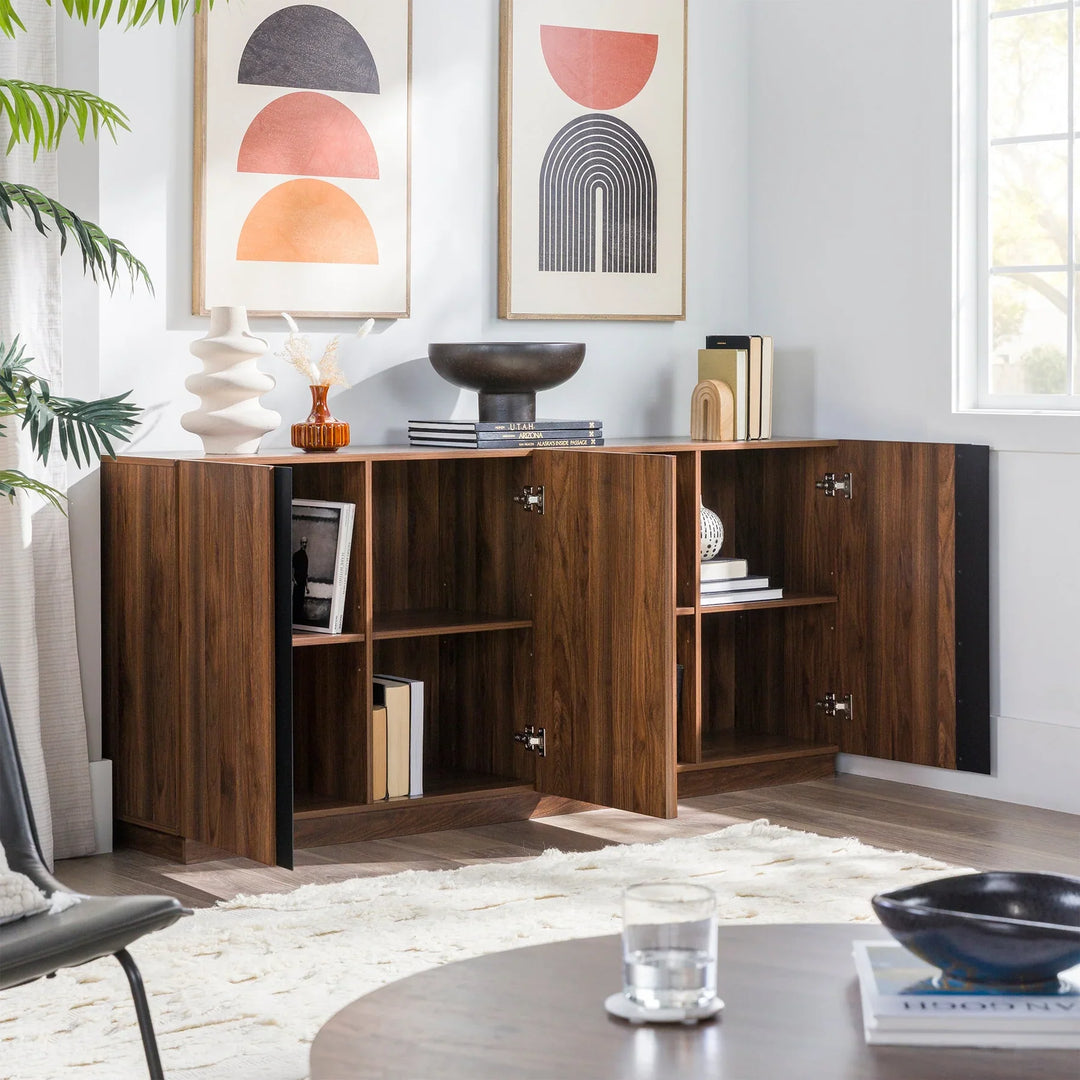 4 Door Modern Sideboard Dark Walnut Arthur