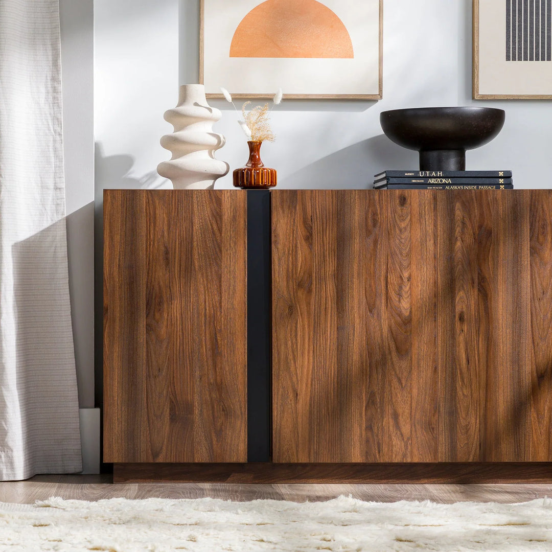 4 Door Modern Sideboard Dark Walnut Arthur