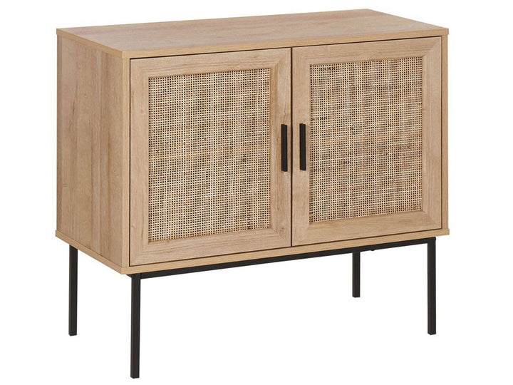 Rattan 2 Door Sideboard Light Wood Pasco