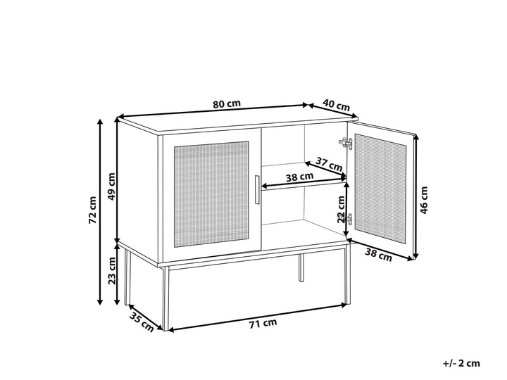 Rattan 2 Door Sideboard Light Wood Pasco