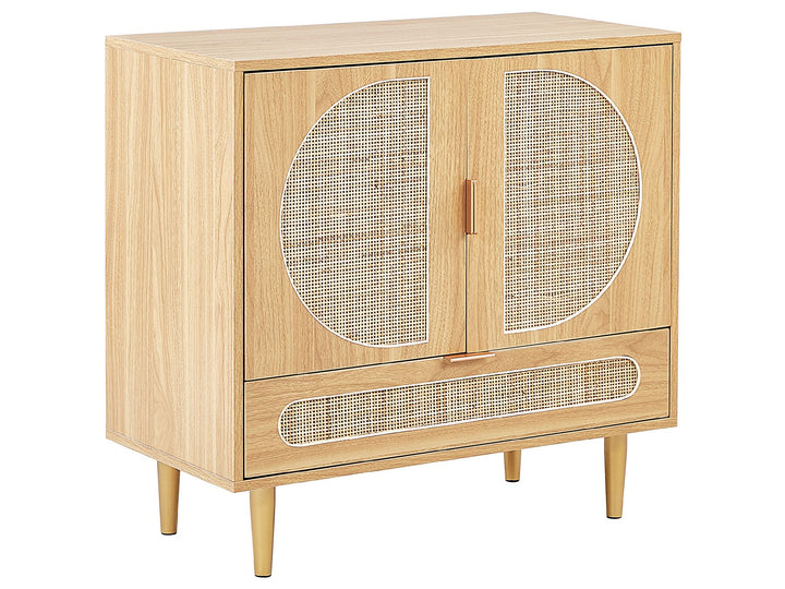 Rattan 2 Door Sideboard with Drawer Light Wood Potosi